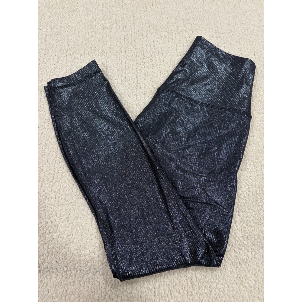 Lululemon Align High-Rise Ribbed Pant 25" Shine Radiate Foil Print Black Night 4